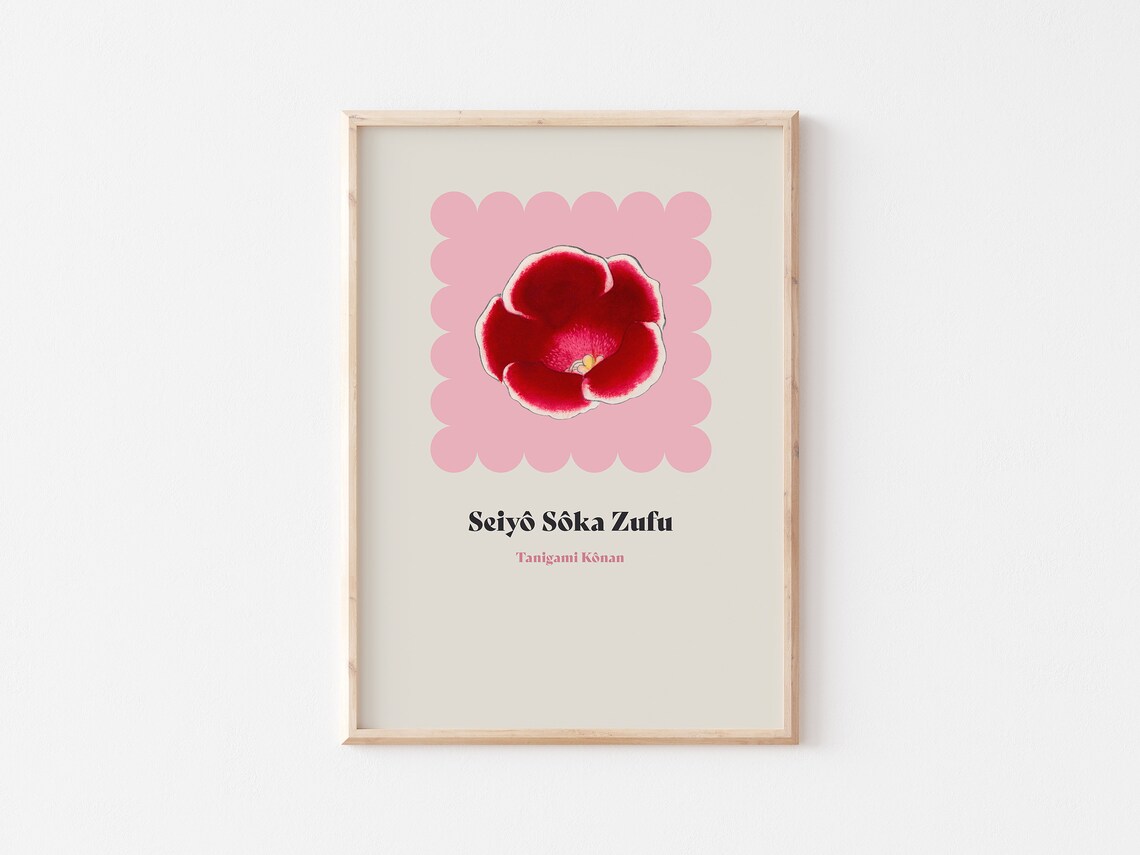 Japanese Floral Vintage Poster, Gloxinia Flower