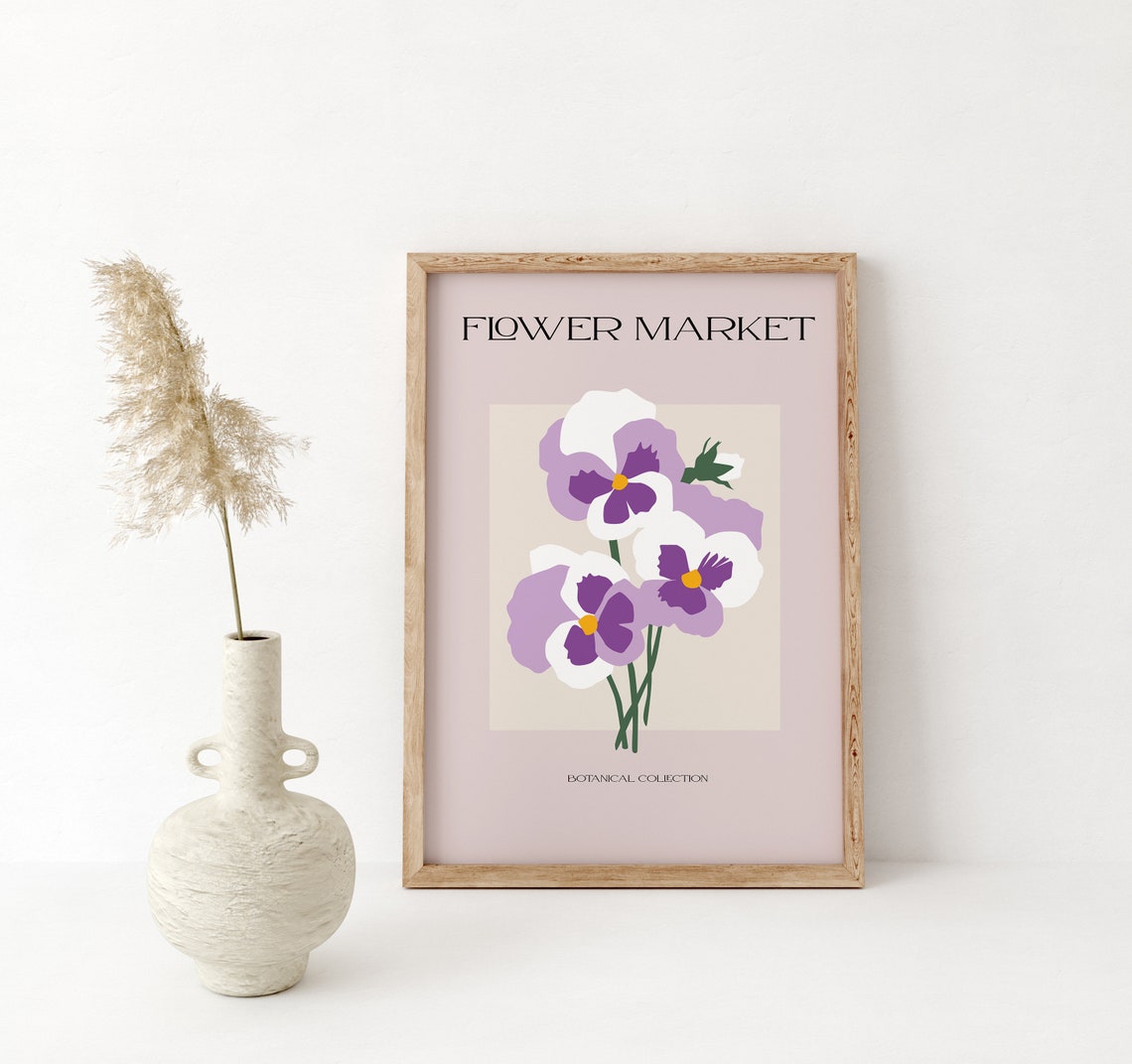 Flower Market Purple Pansies Botanical Collection Art Poster - Image 2