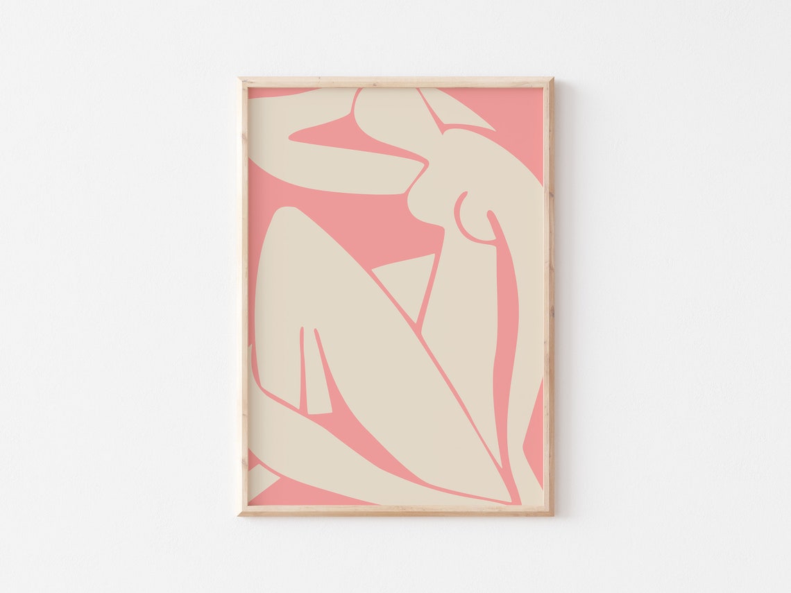 Blush Pink Seated Figure Cut Out Abstract Matisse Style Poster - Image 3