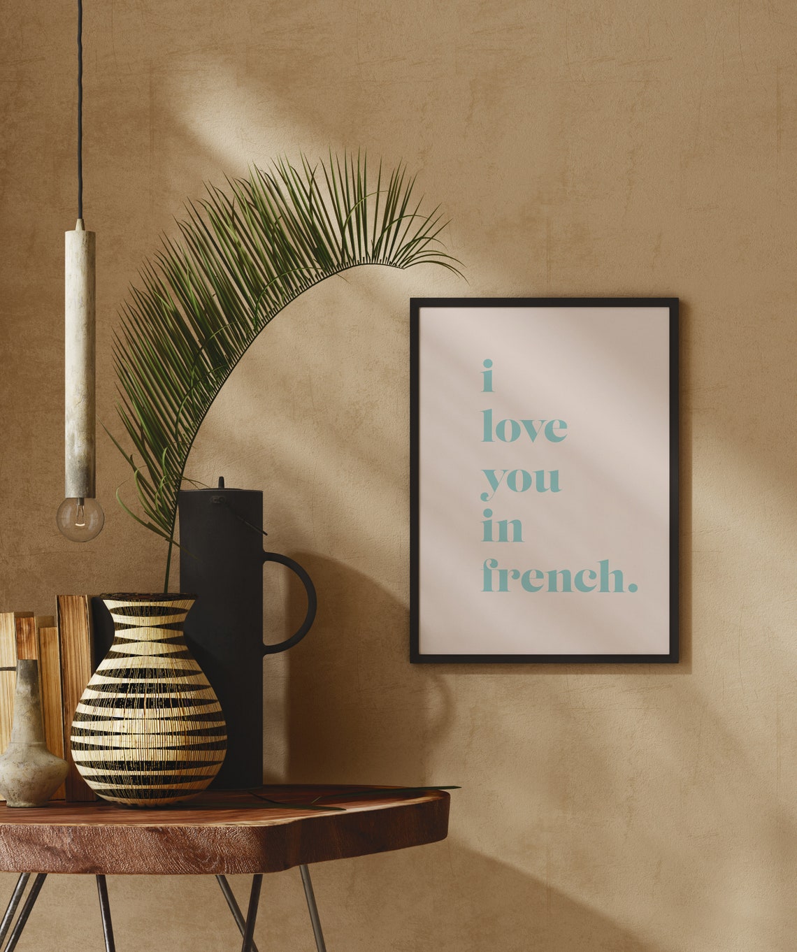 I Love You In French Mint Green Typography Blush Pink Art Poster - Image 2