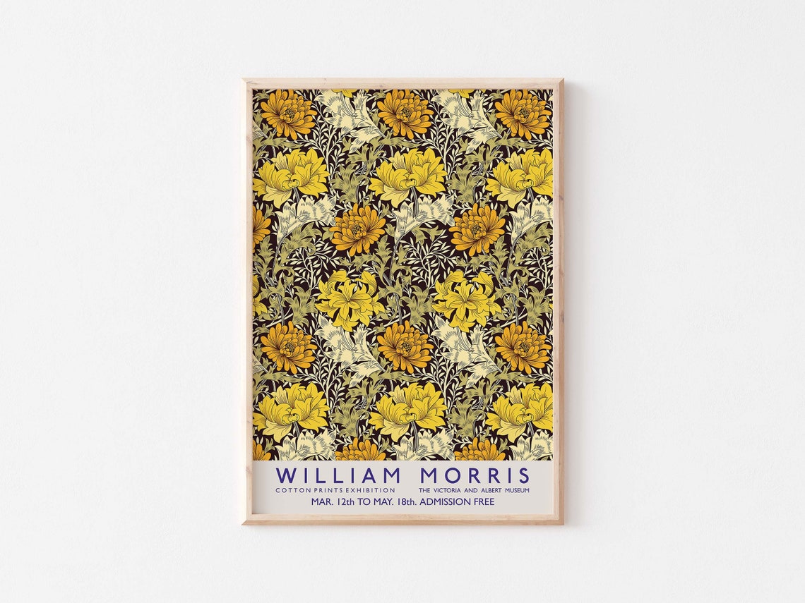 William Morris Cotton Prints Exhibition Golden Chrysanthemum Poster - Image 3