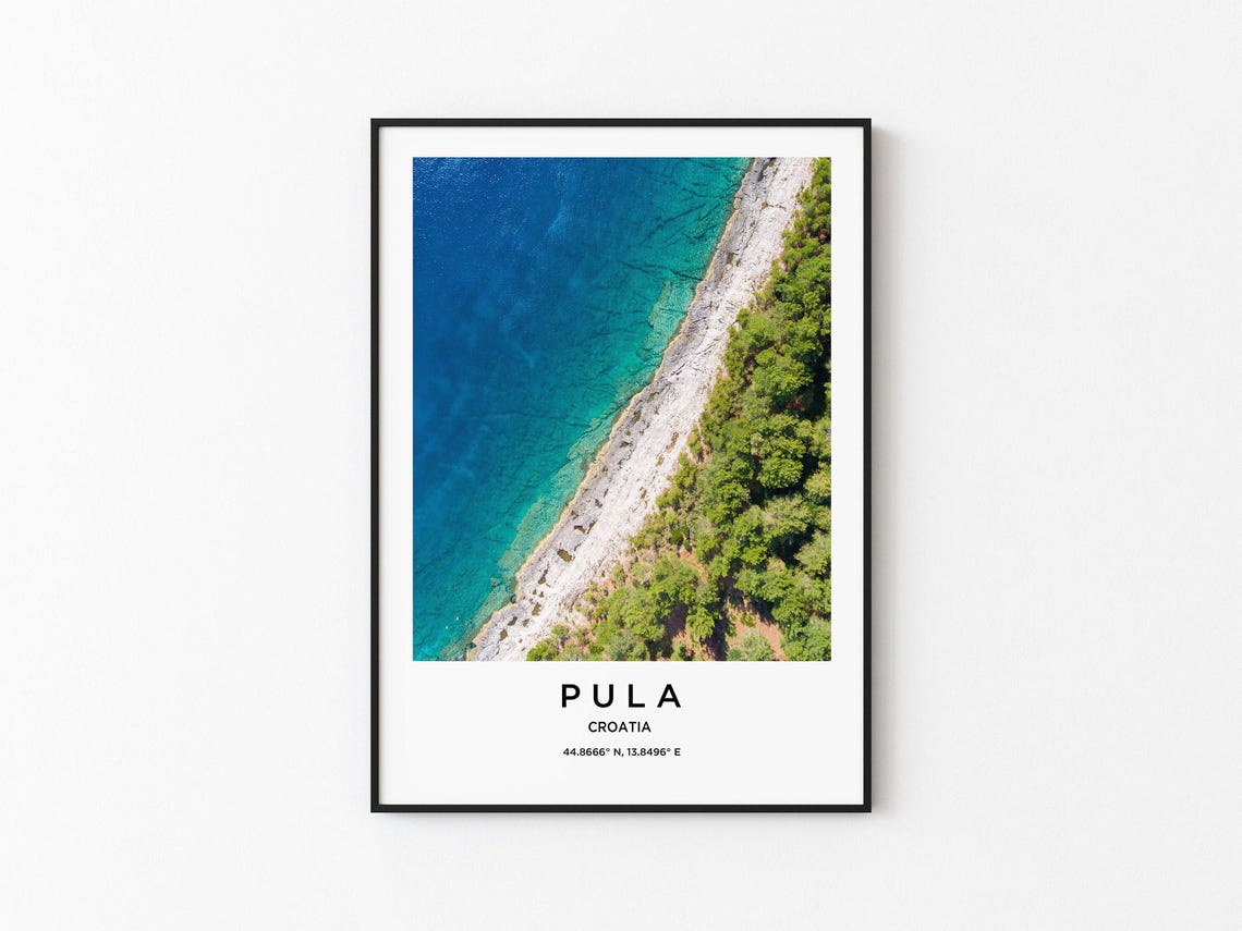 Pula Croatia Aerial Adriatic Coastline Turquoise Sea Photo Poster