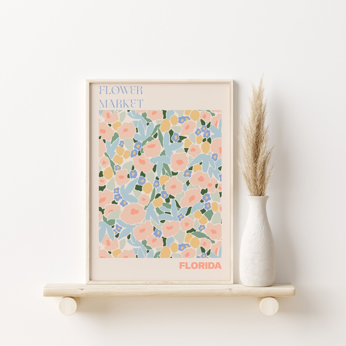 Florida Flower Market Pastel Wildflower Meadow Peach Travel Poster - Image 2