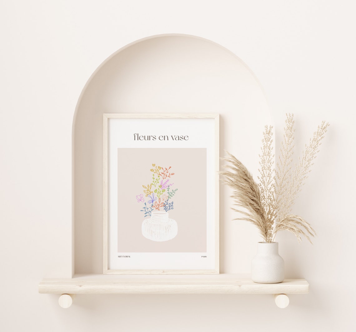 Fleurs En Vase White Vase Colorful Wildflowers Paris Art Poster - Image 2
