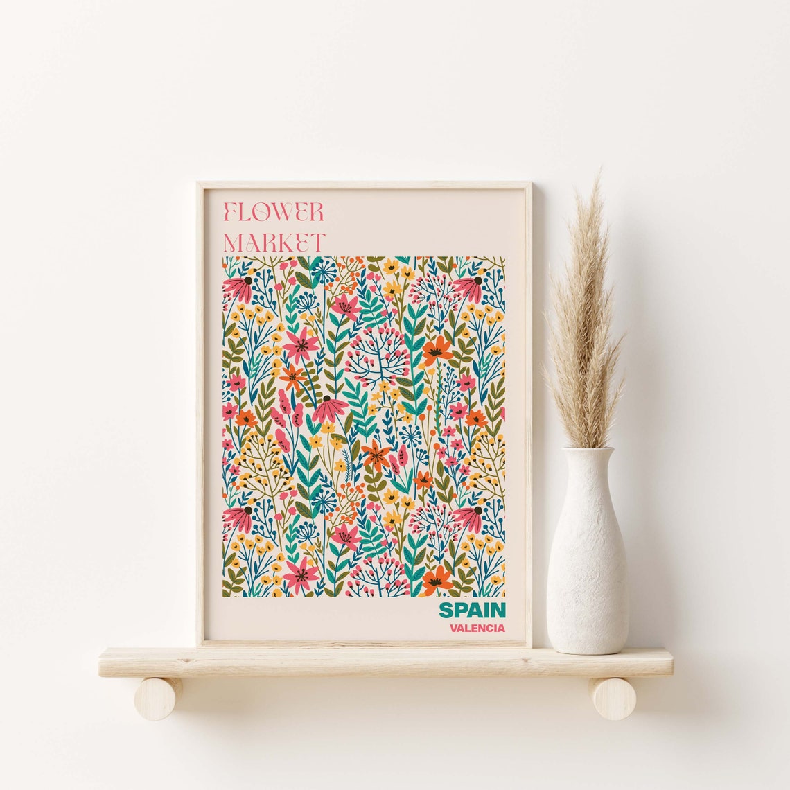 Valencia Spain Flower Market Colorful Wildflower Meadow Poster - Image 3