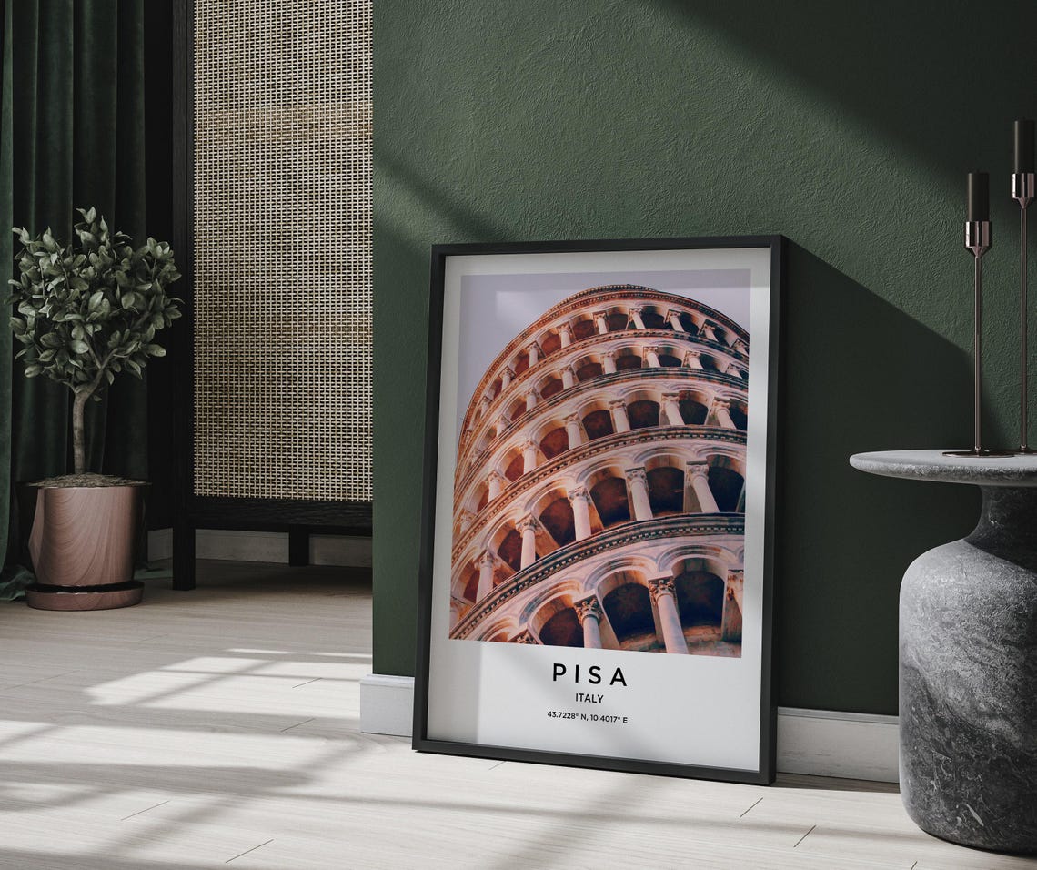 Pisa Italy Leaning Tower Arched Marble Tiers Close Up Photo Poster - Image 2