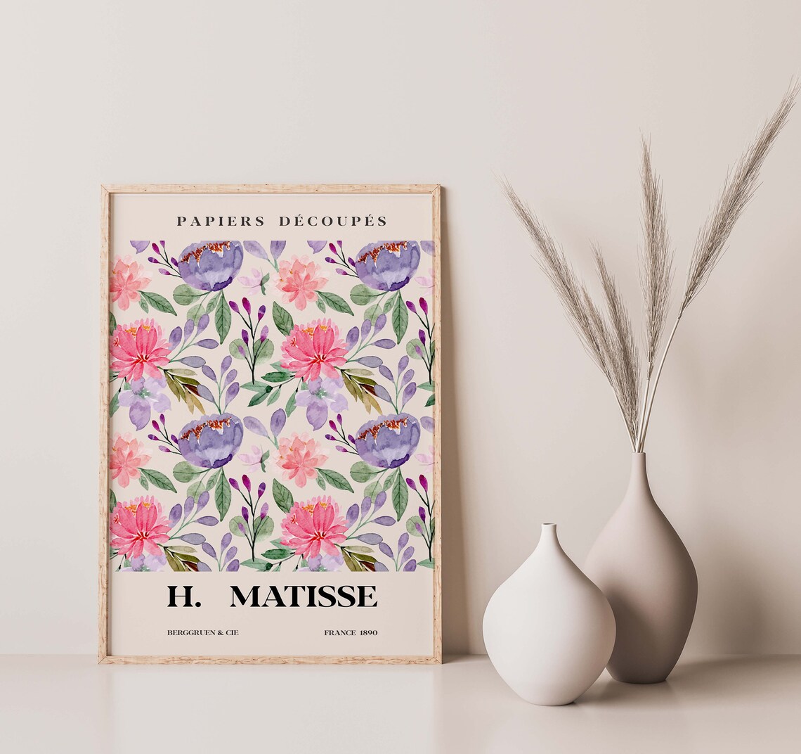 Matisse Papiers Decoupes Pink Watercolor Floral Exhibition Poster - Image 2