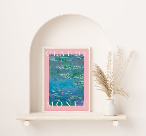 Claude Monet Art Print Modern Vintage Poster Exhibition Wall Art Monet Wall Art Vintage Wall Art Water Lilies Pastel Pink