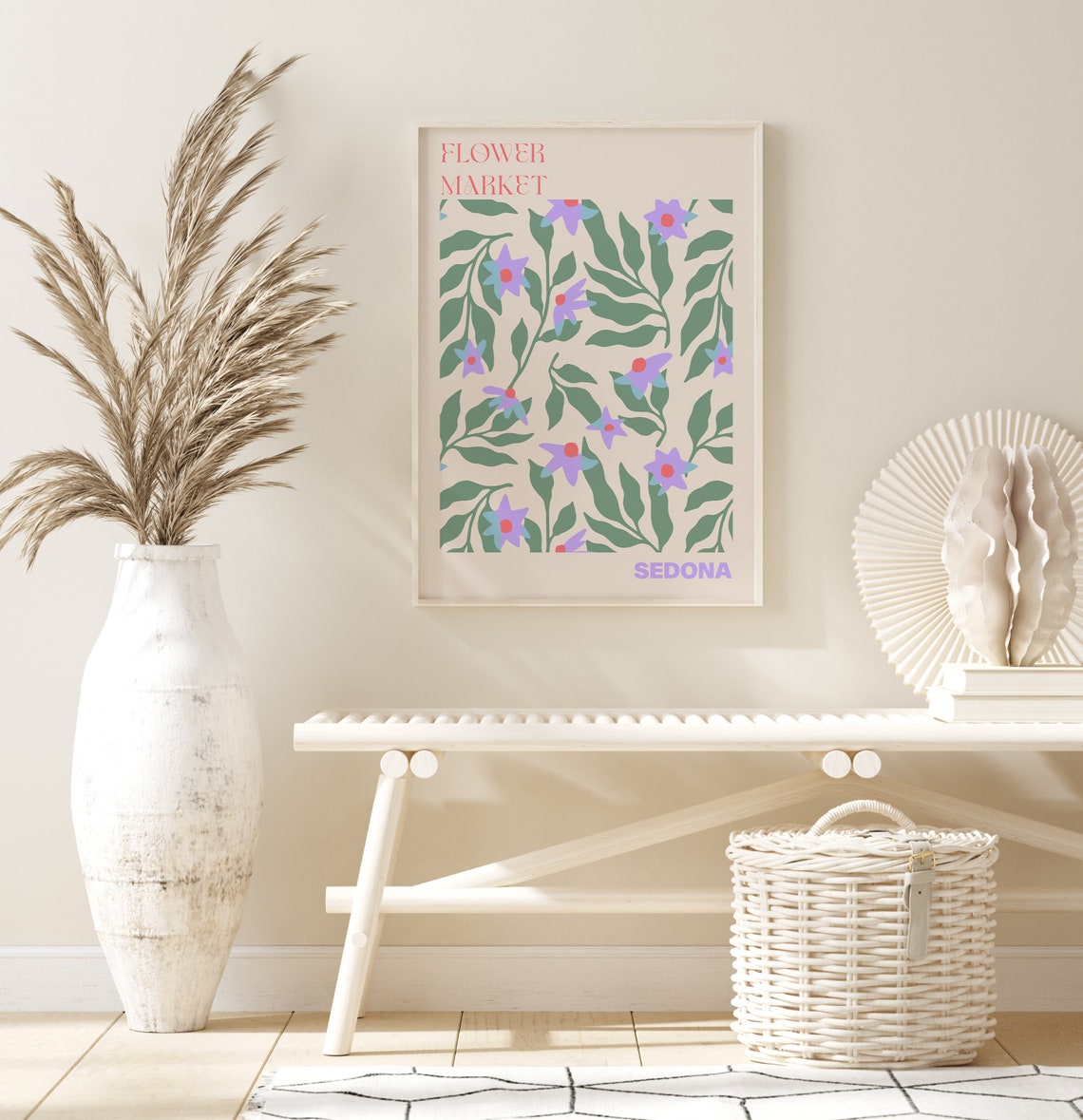 Sedona Poster Sedona Wall Art Sedona Personalised Travel Poster Sedona Flower Market Print Floral Wall Decor Sedona Poster - Image 2