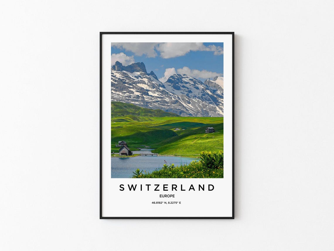 Switzerland Art Switzerland Print Switzerland Poster Switzerland Art Switzerland Photo Switzerland Map Switzerland Painting