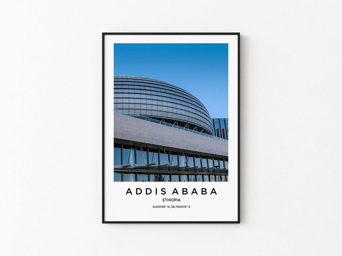 Addis Ababa Ethiopia Modern Glass Dome Building Travel Poster