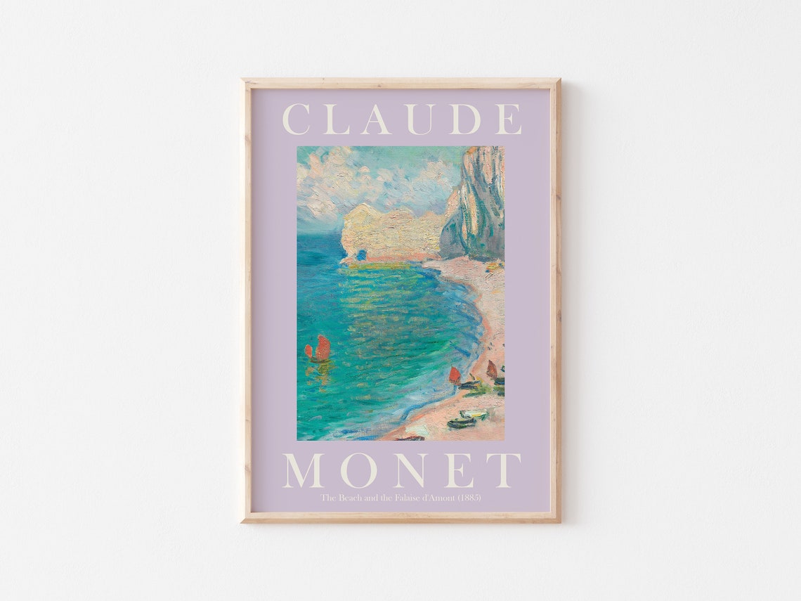 Claude Monet Beach And Falaise DAmont 1885 Lavender Art Poster - Image 3