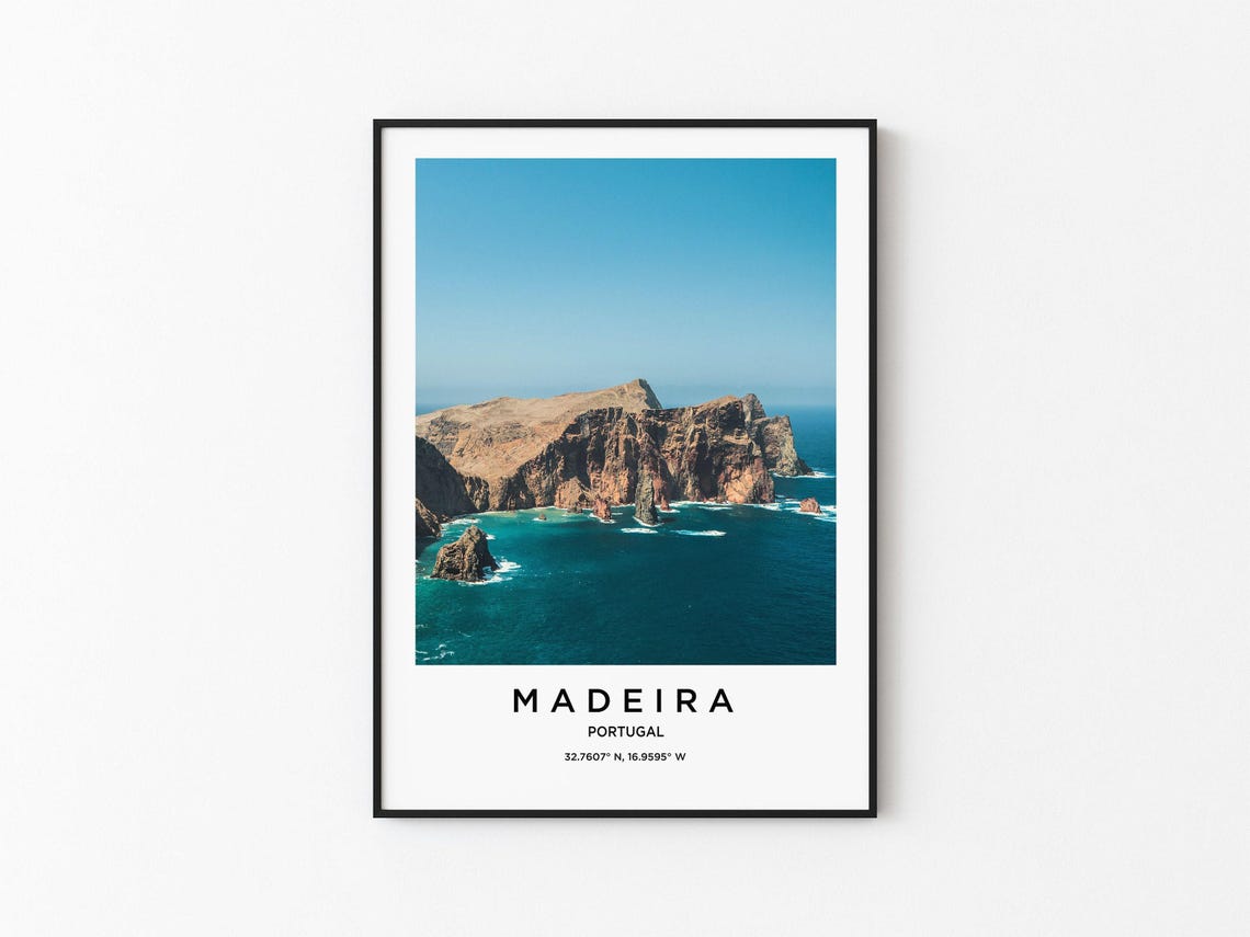 Madeira Portugal Dramatic Volcanic Cliffs Over the Ocean Poster