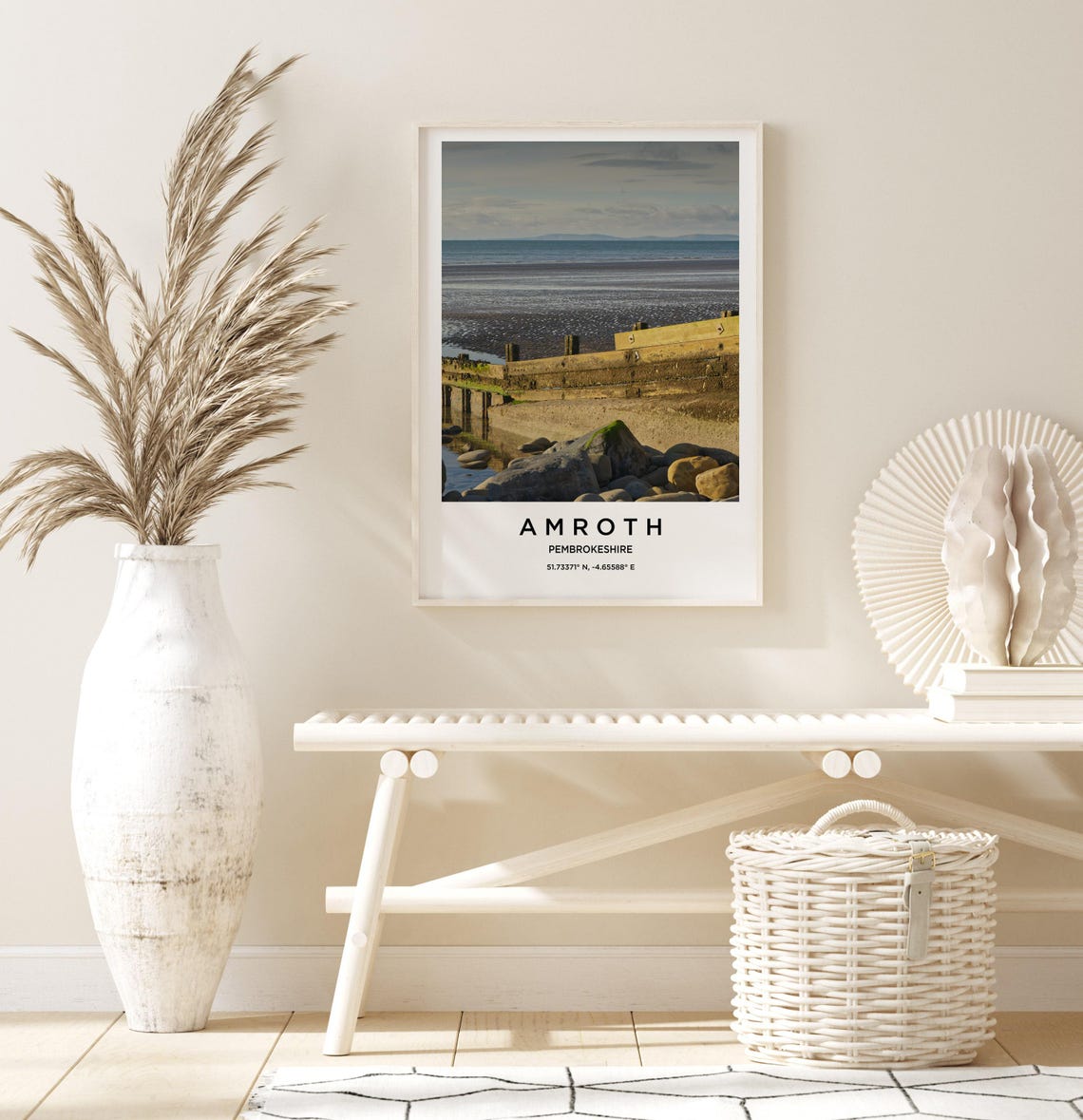 Amroth Pembrokeshire Wales Rocky Shore With Wooden Groynes Poster - Image 3