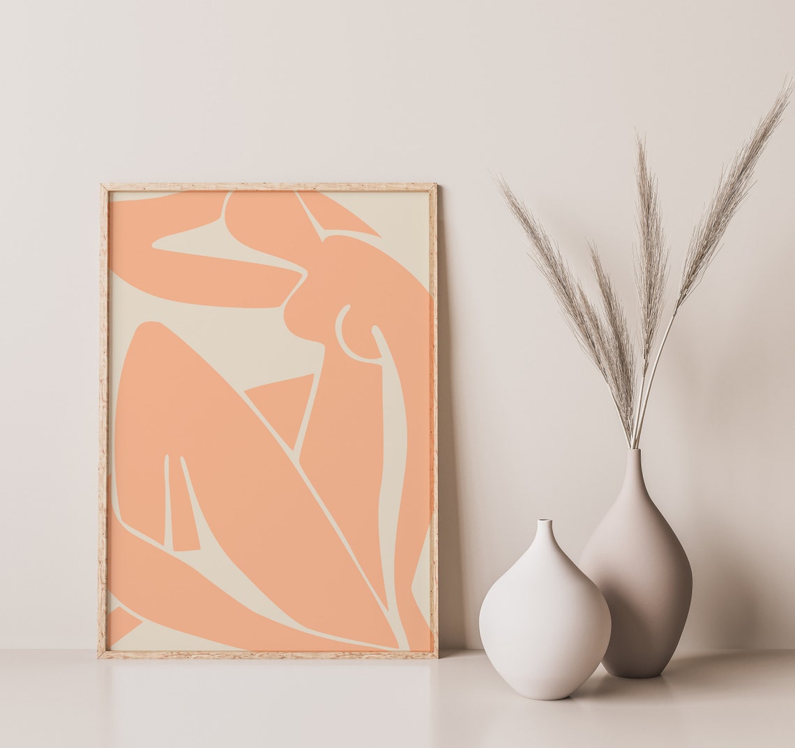 Henri Matisse Style Orange Abstract Cut Out Organic Shapes Art Print - Image 3