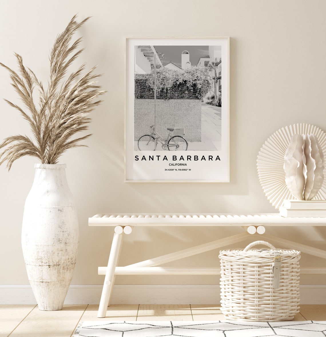 Santa Barbara Travel Poster Santa Barbara Print Santa Barbara Photo Print Black And White Photography Monochrome Travel Photography - Image 2