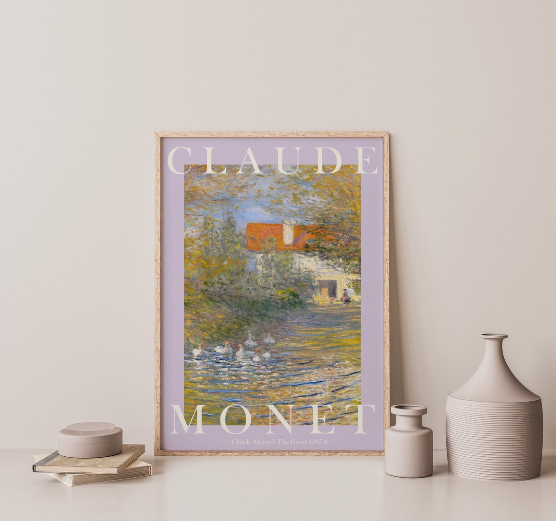 Claude Monet The Geese 1874 White Geese On Golden River Poster - Image 3