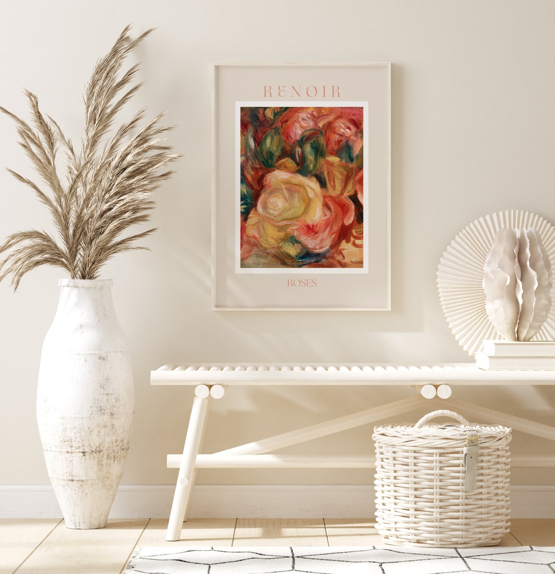 Auguste Renoir Blushing Pink Roses Impressionist Floral Poster - Image 3