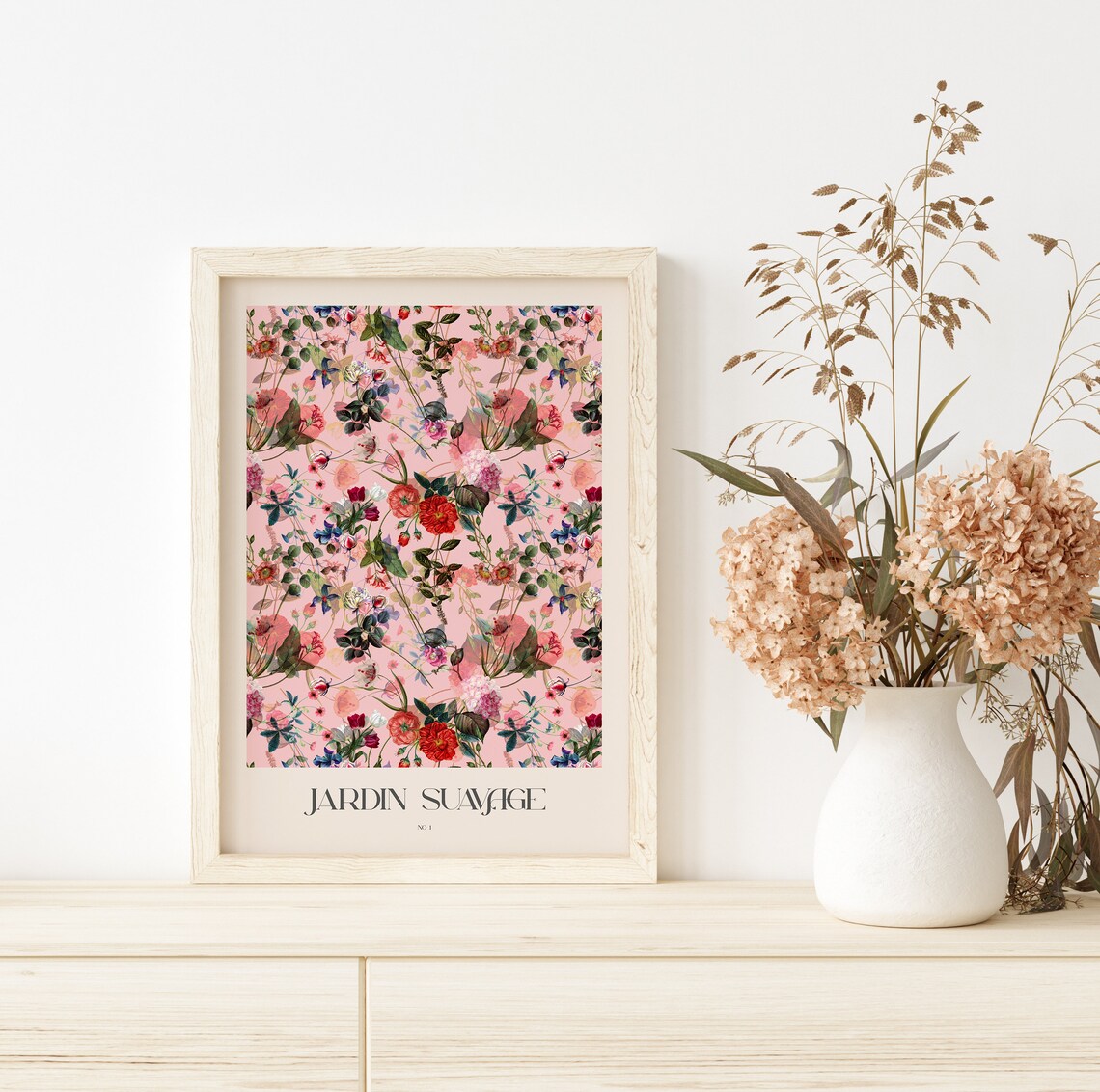 Jardin Sauvage No 1 Vintage Botanical Floral Blush Pink Poster - Image 3