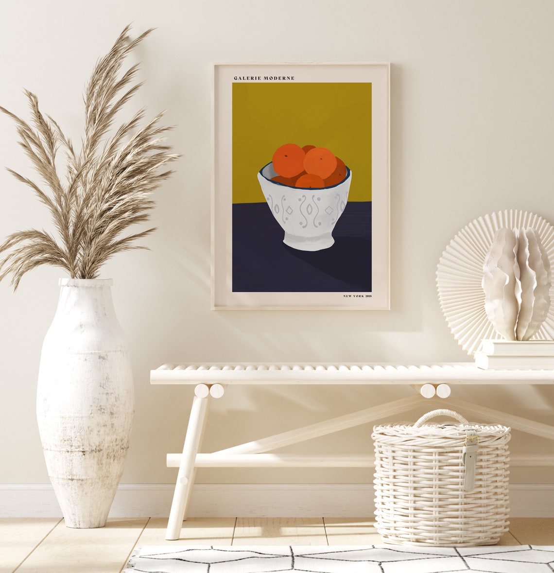 White Bowl Of Oranges Still Life Citrus Kitchen Decor Art Poster - Image 3