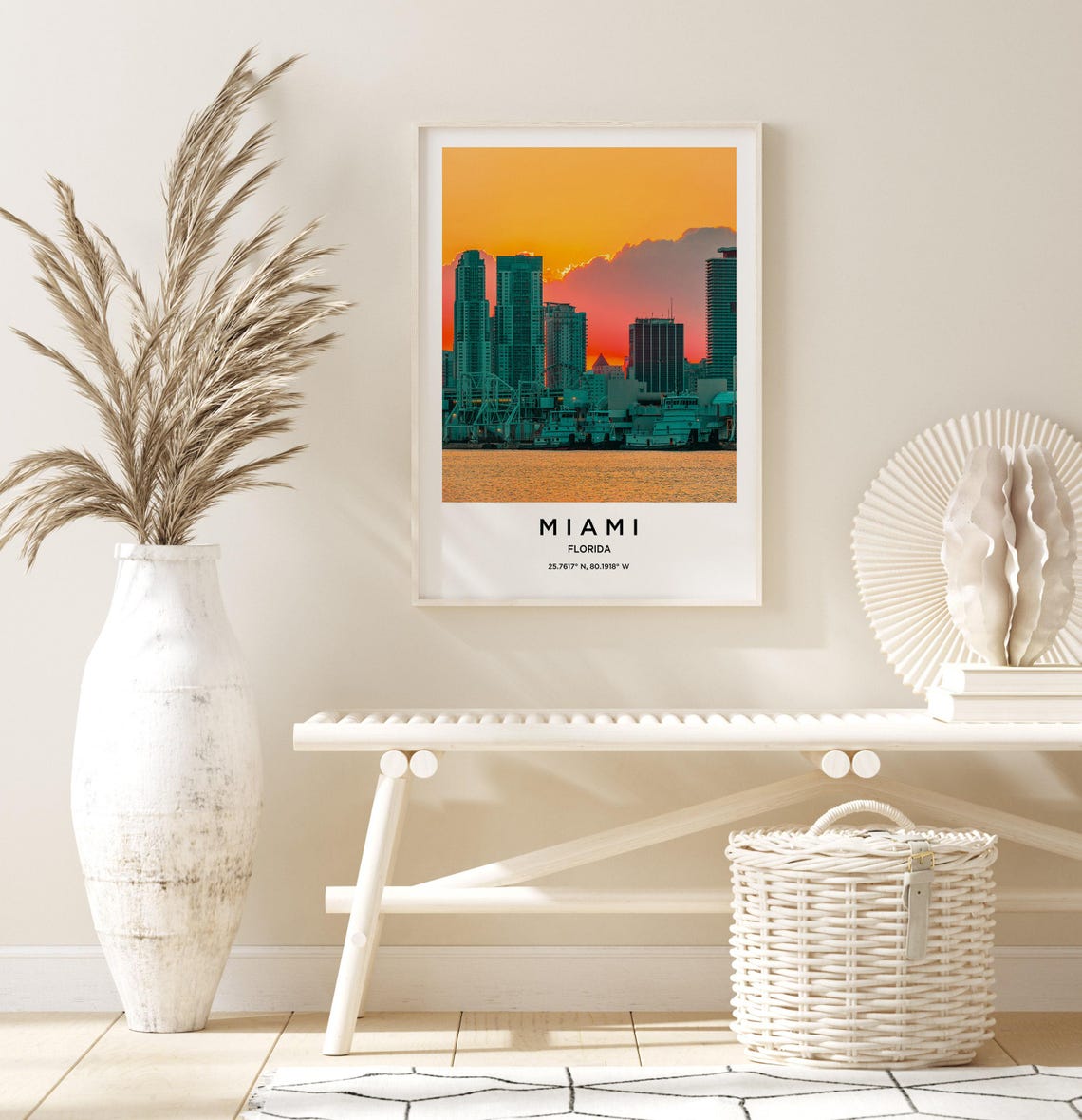 Miami Florida Sunset Skyline Color Waterfront Photography Poster - Image 3