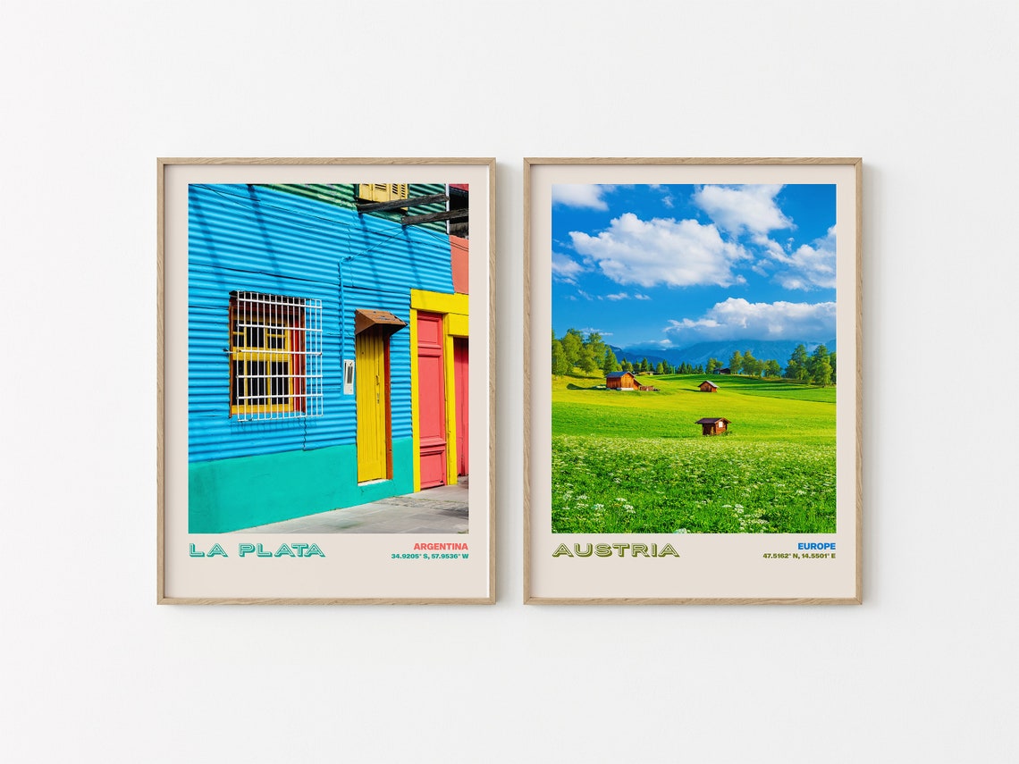 La Plata and Austria Two Piece Framed Travel Set Display Poster