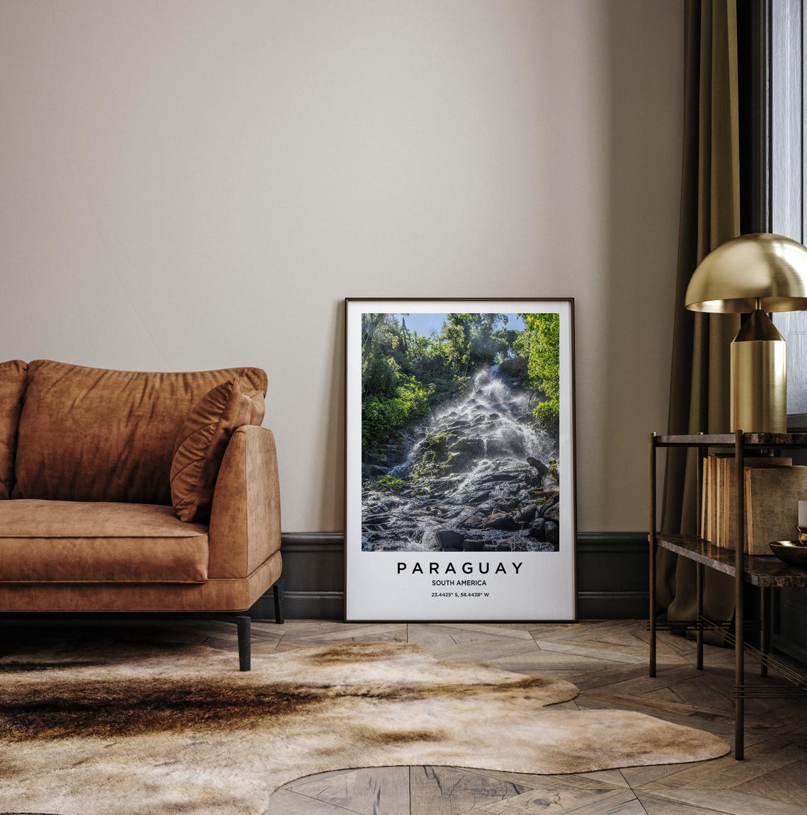 Paraguay Waterfall Cascading Over Mossy Rocks in Lush Forest Poster - Image 3
