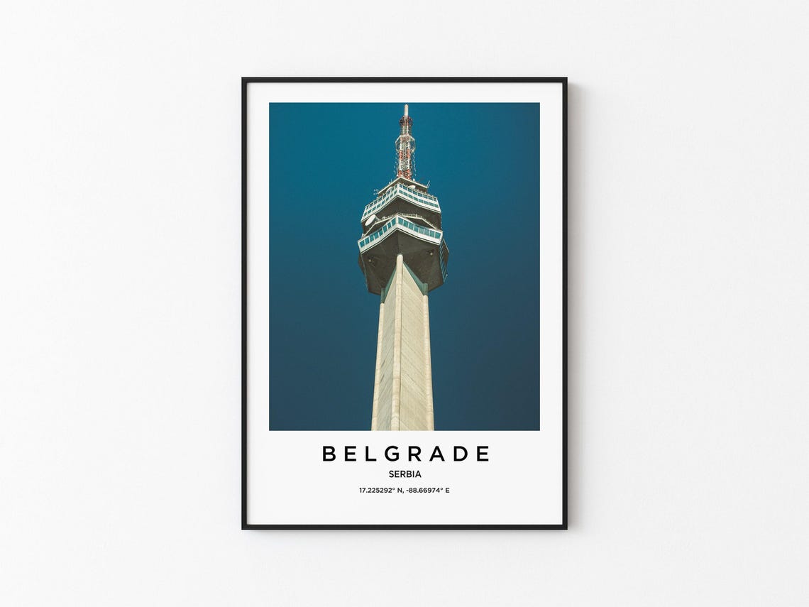 Belgrade Serbia Avala TV Tower Concrete Spire Blue Sky Poster
