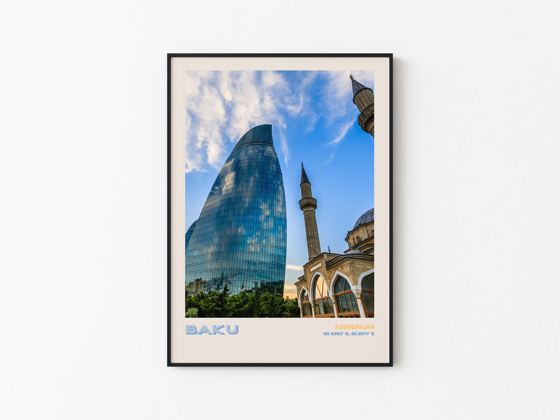Baku Travel Poster Baku Print Baku Photo Print Baku Wall Decor Baku Travel Art Baku Azerbaijan Picture Baku 1 - Image 3