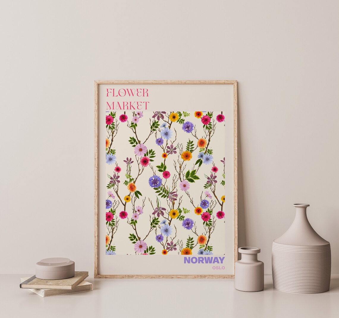 Norway Oslo Flower Market Wild Blossom Branch Multicolor Poster - Image 3