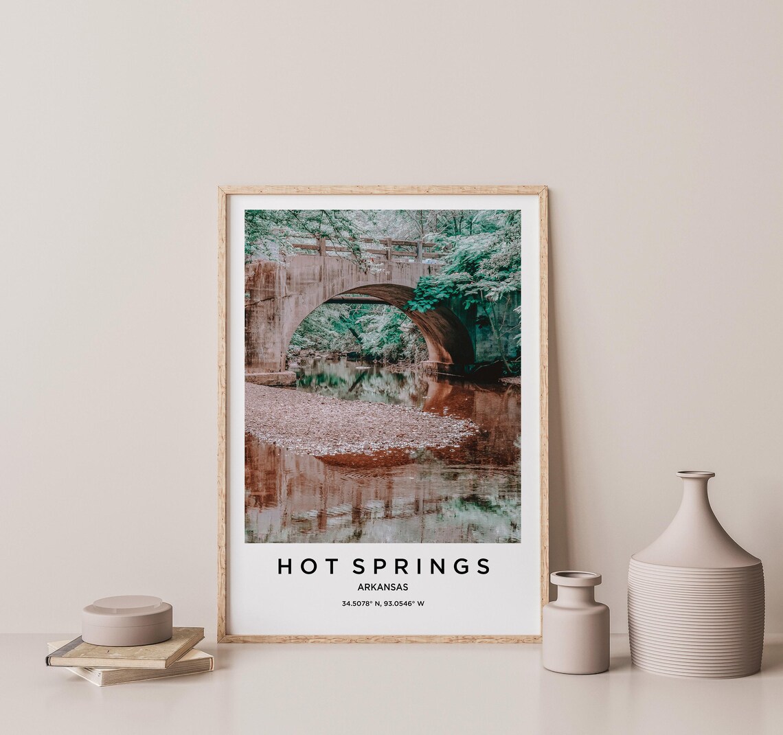 Hot Springs Arkansas Stone Bridge Creek Nature Travel Poster - Image 2