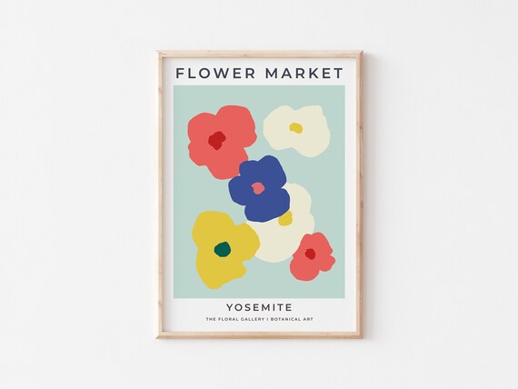 Yosemite Flower Market Mint Botanical Art Poster For Fresh Kitchen Wall Decor