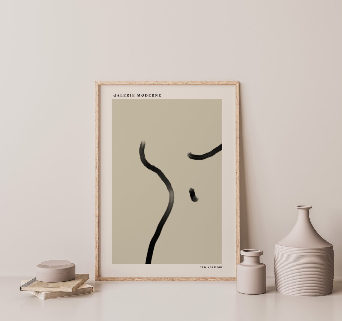 Galerie Moderne Minimalist Black Face One Line Drawing Poster - Image 2