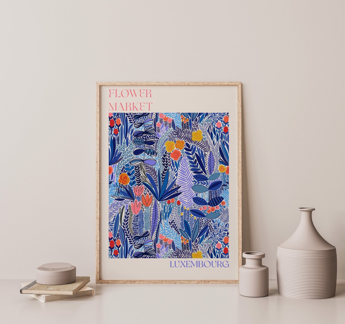 Luxembourg Poster Personalised Travel Poster Luxembourg Flower Market Print Floral Wall Decor Luxembourg Travel Poster - Image 2