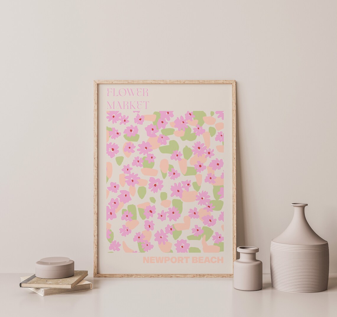 Newport Beach Flower Market Tiny Pink Wildflower Meadow Art Poster - Image 3