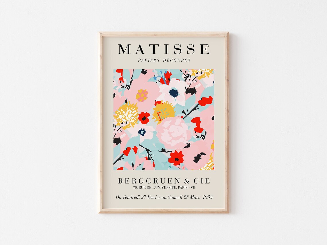 Matisse Pink Red Floral Papiers Decoupes Exhibition Art Poster - Image 2