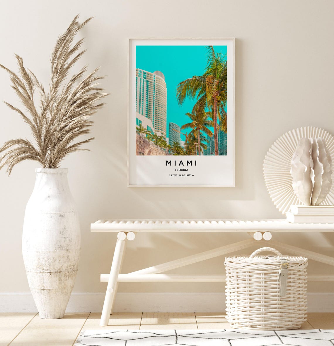 Miami Florida Palm Trees Downtown Towers Turquoise Sky Poster - Image 3