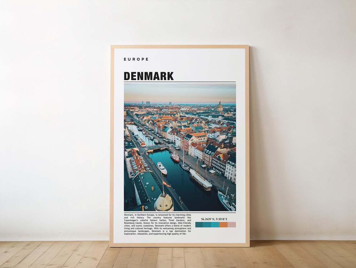 Denmark Copenhagen Aerial City Harbor Photo Travel Europe Poster