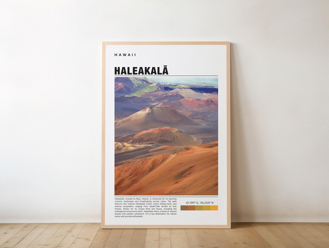Haleakala Hawaii Volcanic Crater Landscape Photo Travel Poster