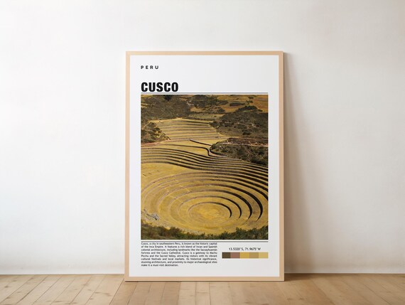 Cusco Print Travel Poster Peruvian Art Inca Heritage Scenic Views Historic City Sacsayhuamn Cultural Landmarks Andean Charm