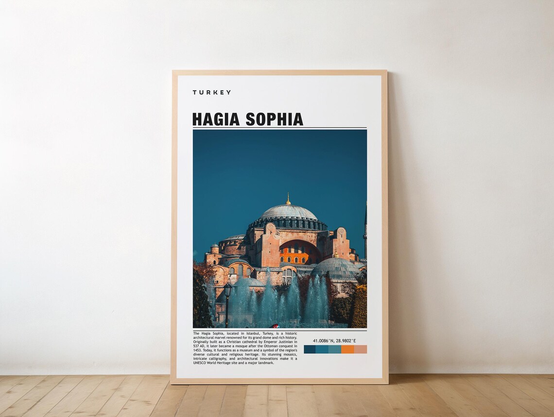Hagia Sophia Istanbul Turkey Landmark Dome Photo Travel Art Poster