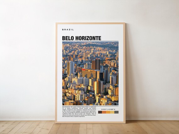 Belo Horizonte Brazil Golden Hour Cityscape Aerial View Travel Poster