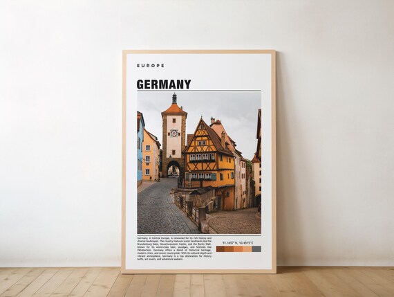 Germany Historic Half Timbered Street Old Town Scene Photo Poster
