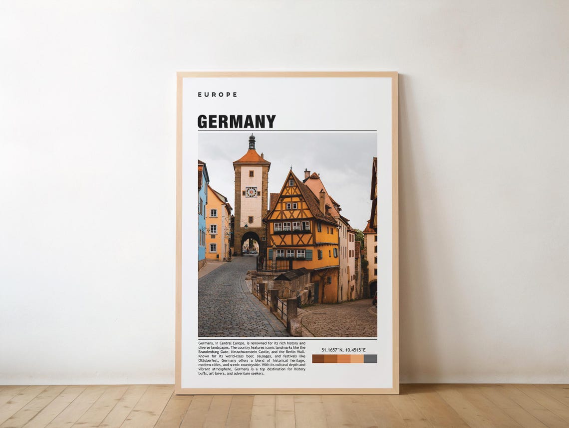 Germany Historic Half Timbered Street Old Town Scene Photo Poster