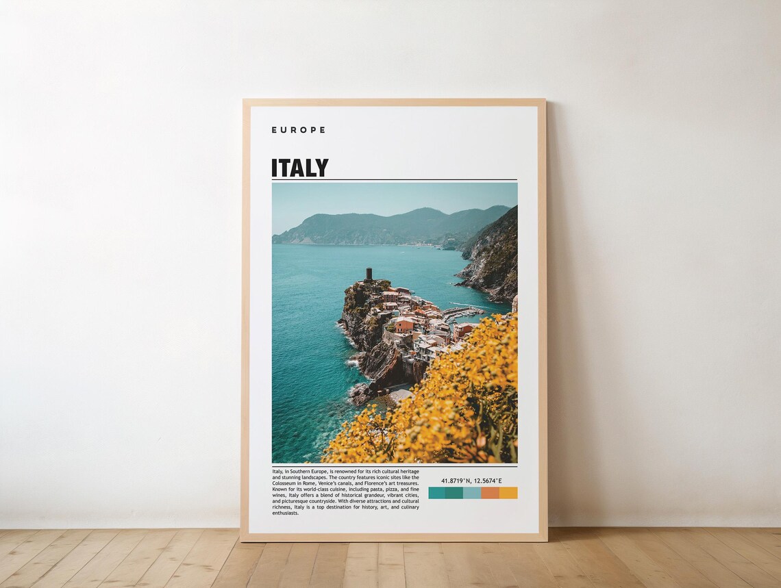 Italy Cinque Terre Colorful Cliffside Village Coast Travel Poster