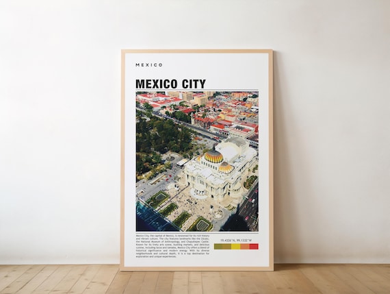 Mexico City Aerial Bellas Artes Palace Downtown Travel Poster