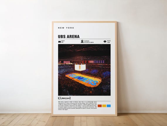 Ubs Arena Print New York Poster Elmont Views Art Urban Charm Hockey Sports Venue City Landmark