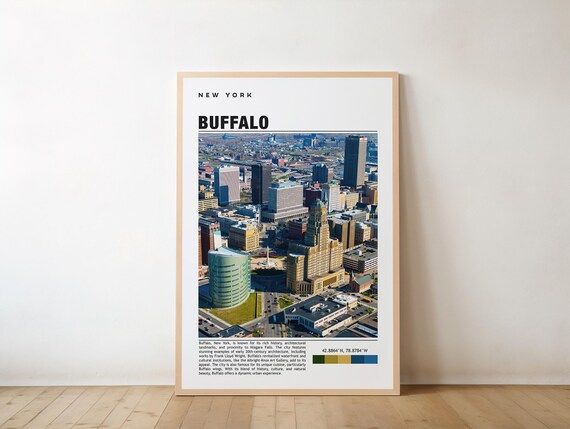 Buffalo Print Usa Poster Travel Wall Art Cityscape Scenic Historic Landmark Urban Decor New York State