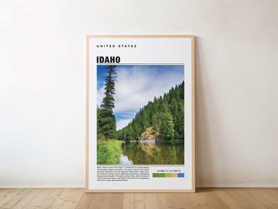 Idaho Gem State Green Forest River Photo Travel Art Gift Poster