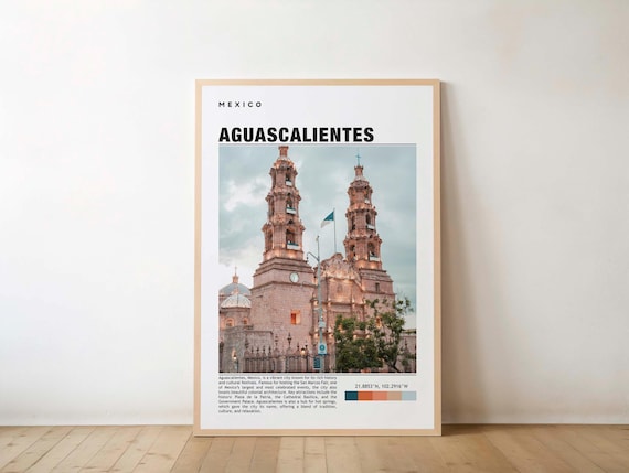 Aguascalientes Cathedral Colonial Landmark Mexico City Travel Poster